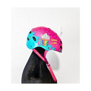Little Miss Matched Kids Multisport Helmet Cupcake Design Pink Teal